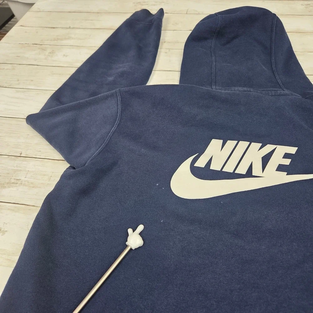 Nike Stranger Things Hawkins Phys Ed Hoodie Mens L Navy Blue Pullover CQ3655-419